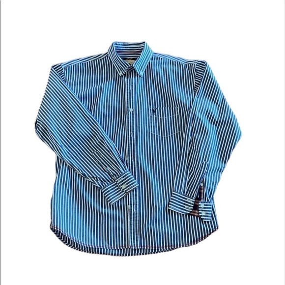 U. S. Expedition men’s long sleeve blue white stripe button down shirt - Picture 1 of 7